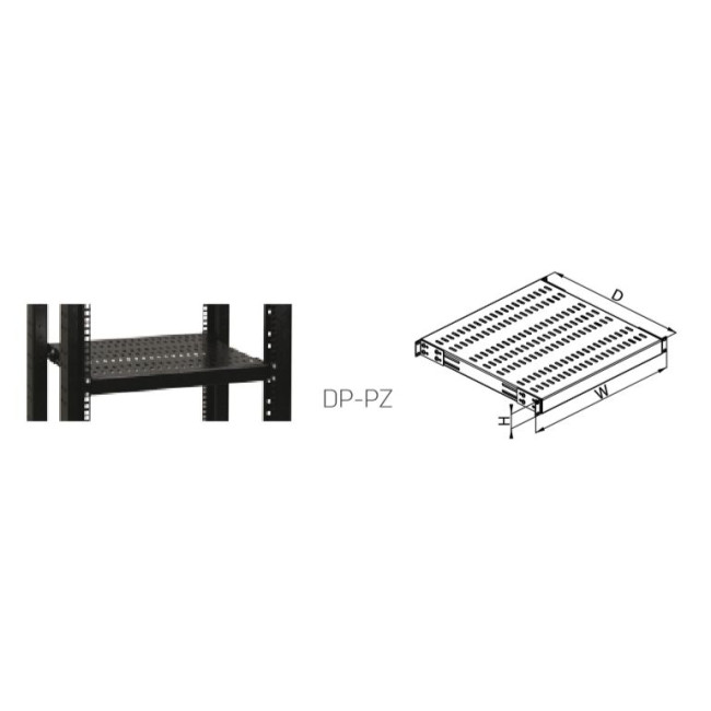 Полиця 1U, глибина 550мм., навантаження до 100кг.RAL9005 CONTEG DP-PZ-550