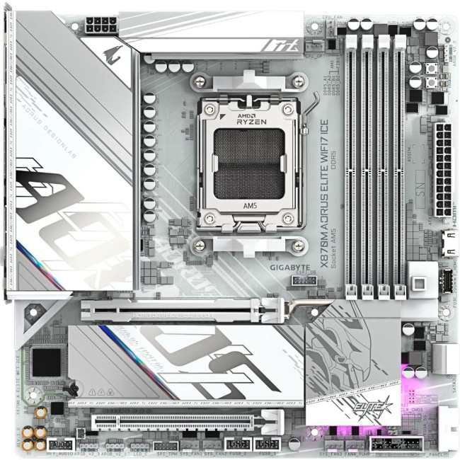 Mатеринська плата sAM5 AMD X870 2xHDMI/2xUSB4 2xM.2 2.5GbE LAN mATX GIGABYTE X870M AORUS ELITE WIFI7 ICE