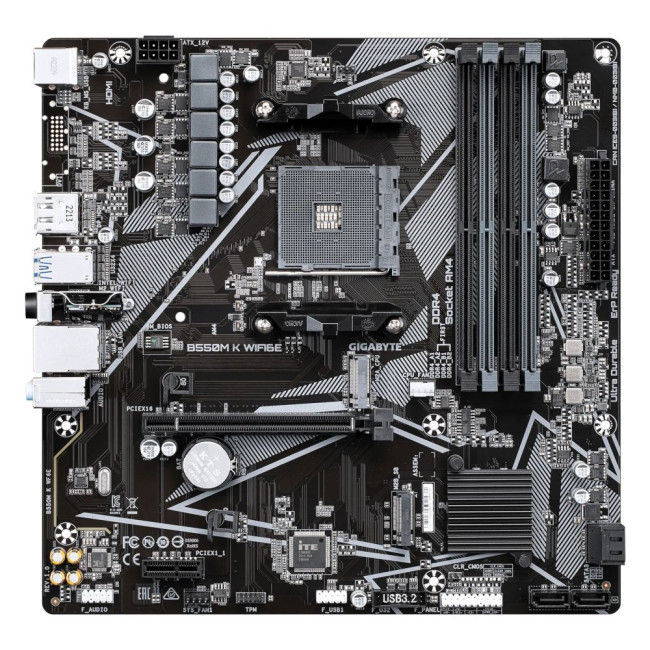 Материнська плата sAM4 AMD B550 HDMI/DP 4xDDR 2xM.2 GbE Lan mATX GIGABYTE B550M K WIFI6E