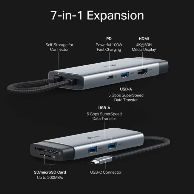 Хаб USB Type-C 7 в 1 TP-Link, UH7020C TP-LINK UH7021C