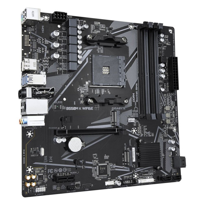 Материнська плата sAM4 AMD B550 HDMI/DP 4xDDR 2xM.2 GbE Lan mATX GIGABYTE B550M K WIFI6E