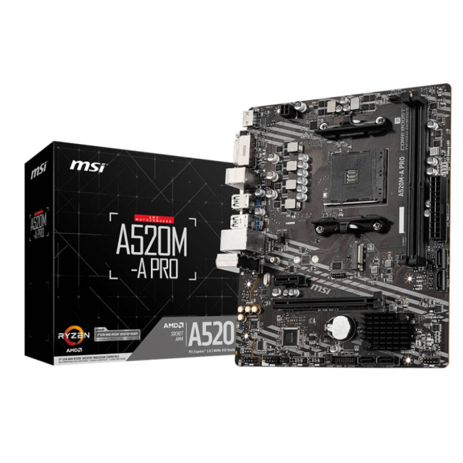 материнська плата sAM4/2DDR4/DVI/HDMI/2PCIe/4SATA/M.2 MSI A520M-A PRO