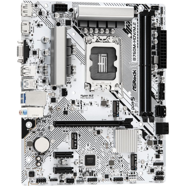 Mатеринська плата s1700 Intel B760 DP/HDMI/VGA 2xM.2 2xDDR5 2.5GbE LAN mATX ASROCK B760M-HDV/M.2