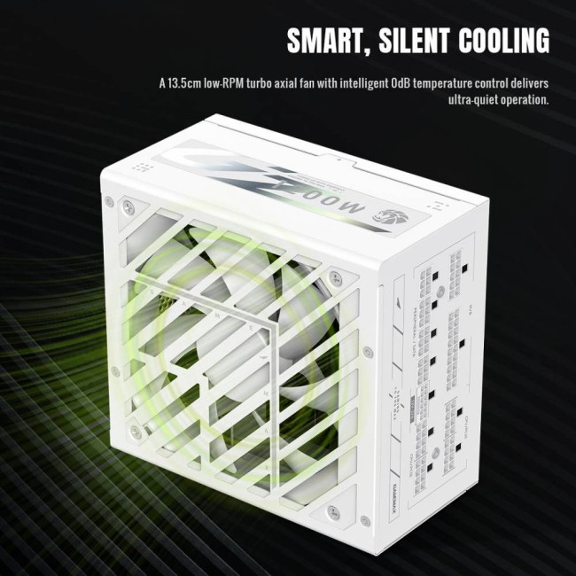 Блок живлення ATX 3.1 & PCIe5.1_ 1200W, 80+ Gold, fan 135mm,fully modular ,Japanese 105°C and solid GAMEMAX GZ 1200G WH