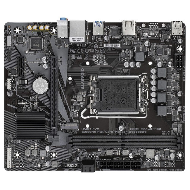 Mатеринська плата s1700 Intel H610 DP/HDMI 2xDDR5 1xM.2 GbE LAN mATX GIGABYTE H610M K V2