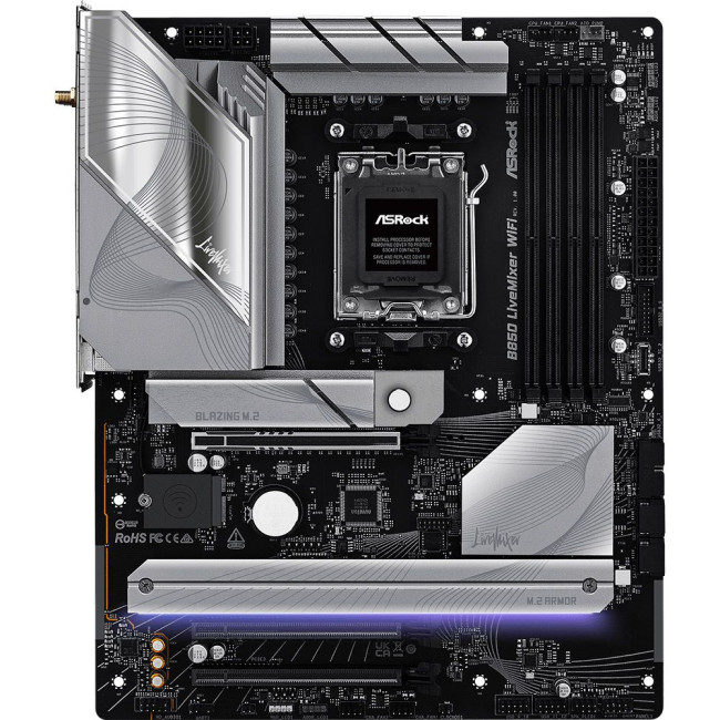 Mатеринська плата sAM5 AMD B850 4xDDR5 HDMI/DP 3xM.2 2.5GbE LAN ATX ASROCK B850 LIVEMIXER WIFI
