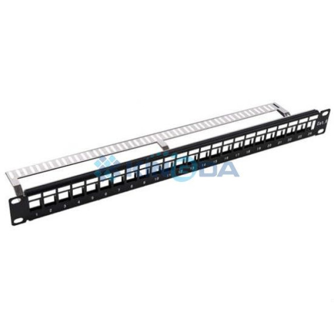 Патч-панель незаповнена під кейстоуни, STP, 1U KINGDA KD-PP23-STP-BK-24P