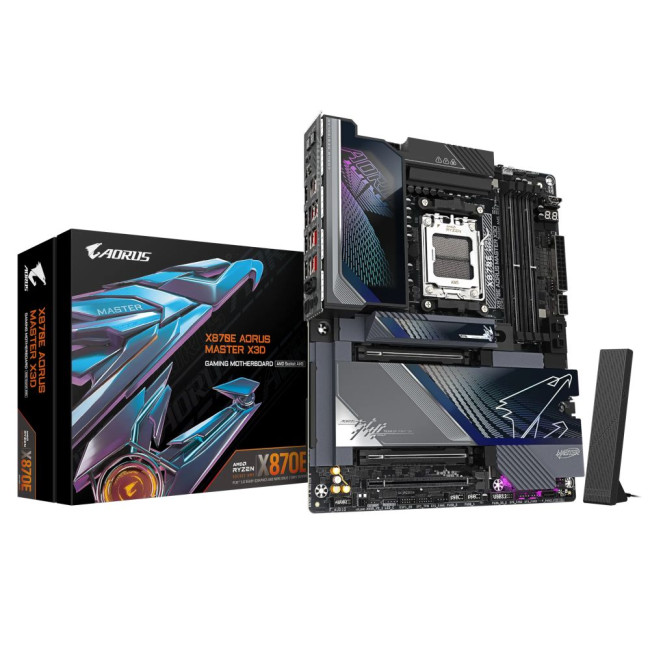 Mатеринська плата sAM5 AMD X870E 2xHDMI/2xUSB4 Type-C 5xM.2 (10&5)GbE LAN ATX GIGABYTE X870E AORUS MASTER X3D