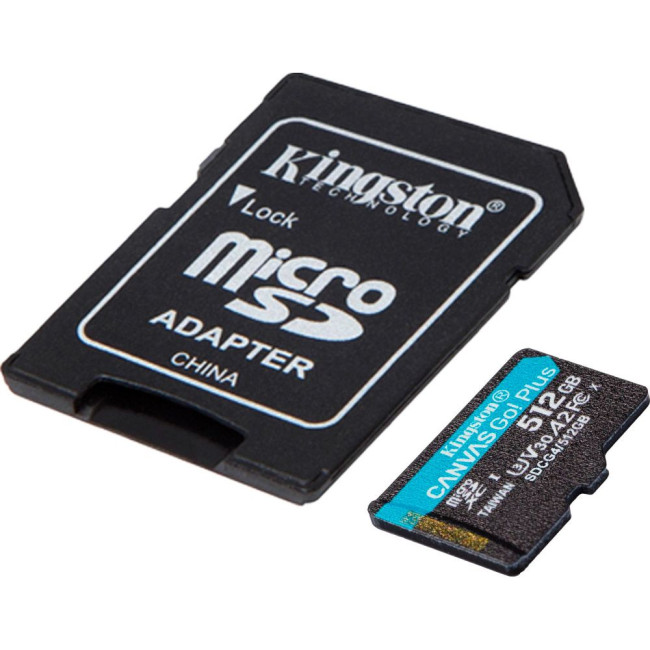 Карта пам'яті 512GB microSDXC Canvas Go Plus Gen4 200MB/s A2 U3 V30 Card + ADP KINGSTON SDCG4/512GB