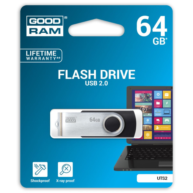 Флеш пам'ять 64GB UTS2 Black 20R/5W USB 2.0 GOODRAM UTS2-0640K0R11