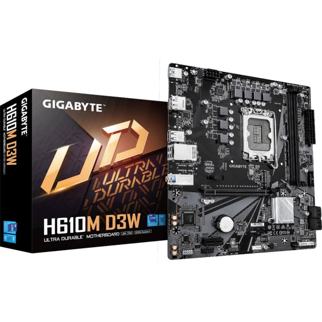 Mатеринська плата s1700 Intel H610 HDMI/DP 1xM.2 GbE LAN mATX GIGABYTE H610M D3W