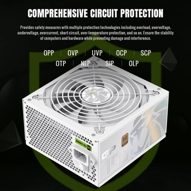 Блок живлення ATX 750W, 80+ Bronze, 140mm Ultra Silent Fan OVP / UVP/ SIP / OCP/ OLP/ OPP/ SCP GAMEMAX GP 750B WH