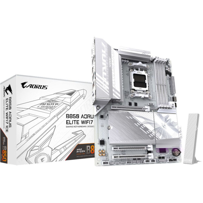 Mатеринська плата sAM5 AMD B850 DP/HDMI 3xM.2  2.5GbE LAN ATX GIGABYTE B850 AORUS ELITE WIFI7 ICE