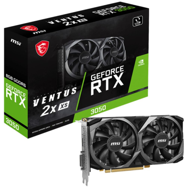 Відеокарта NVIDIA RTX 3050/VENTUS/2Х/XS/8GB/GDDR6 MSI RTX 3050 VENTUS 2X XS 8G