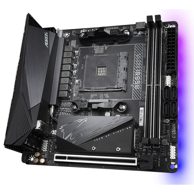 Mатеринська плата sAM4 AMD B550 2xHDMI/DP2xM.2 (PCIe 4.0) USB 3.2 2.5 GbE LAN mini-ITX GIGABYTE B550I AORUS PRO AX