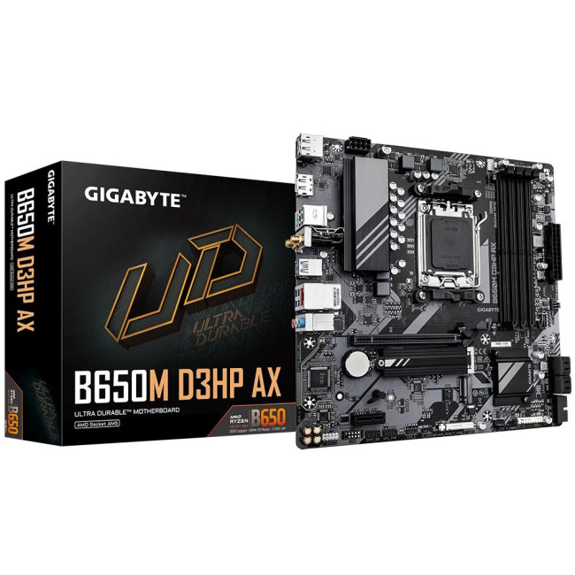 Mатеринська плата sAM5 AMD B650 2xDP/HDMI 2xM.2  2.5GbE LAN mATX GIGABYTE B650M D3HP AX