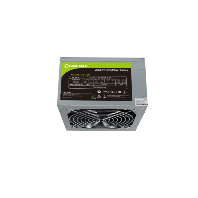 Блок живлення ATX 500W, з кабелем живлення, вентилятор 120 мм GAMEMAX GM-500
