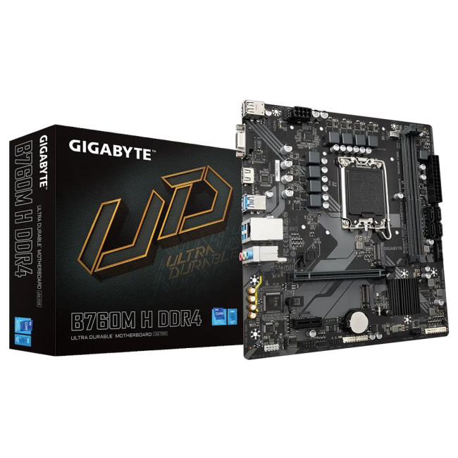 Mатеринська плата s1700 Intel B760 HDMI/VGA 2xM.2 GbE LAN mATX GIGABYTE B760M H DDR4