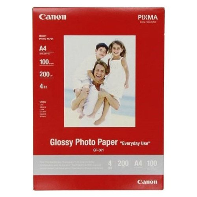 Фотопапір глянцевий А4, 100 аркушів 200гр CANON GP-501 A4 100SH (0775B001AA)