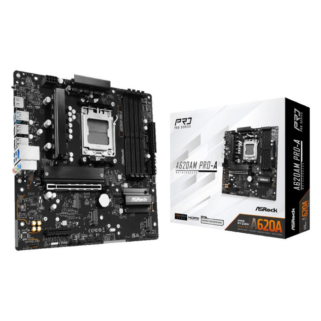 Mатеринська плата sAM5 AMD A620A HDMI 3xM.2 4xDDR5 2.5GbE LAN mATX ASROCK A620AM PRO-A