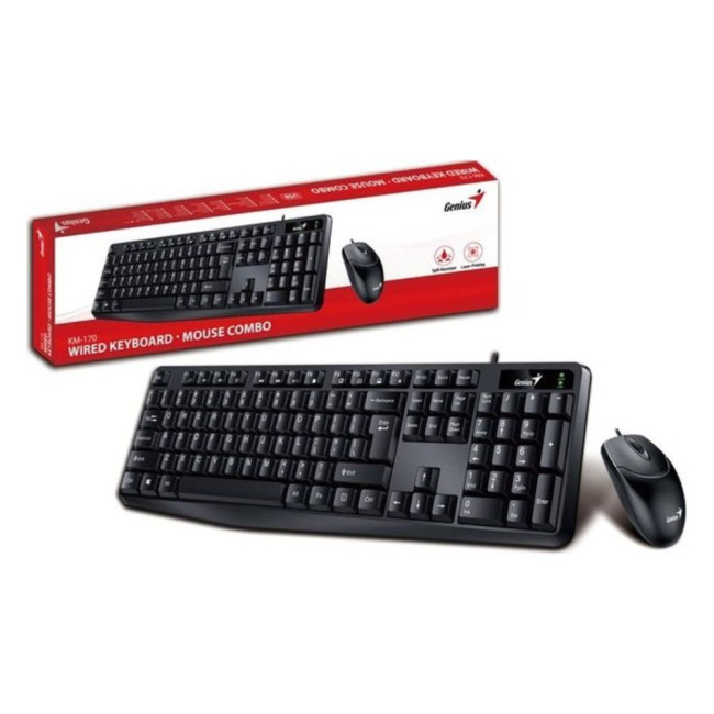 набiр миша+клавiатура дротовий USB Black UKR KM-170 GENIUS KM-170 (31330006409)