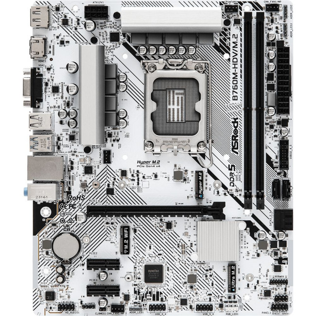 Mатеринська плата s1700 Intel B760 DP/HDMI/VGA 2xM.2 2xDDR5 2.5GbE LAN mATX ASROCK B760M-HDV/M.2