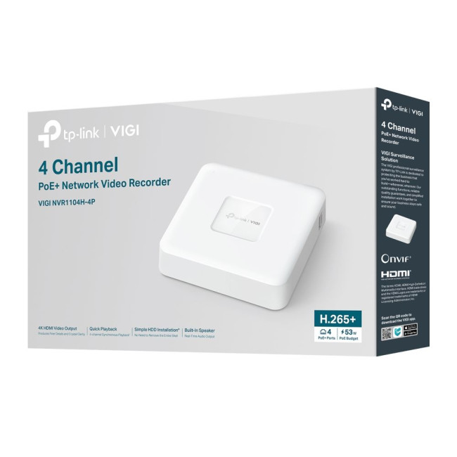4-канальний мережевий відеореєстратор  PoE+ TP-Link, VIGI NVR1104H-4P TP-LINK VIGI NVR1104H-4P