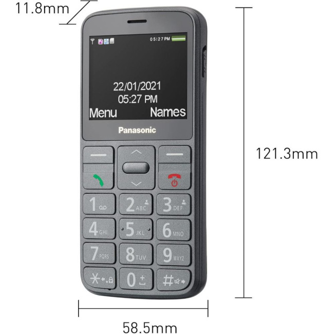 Мобільний телефон сірий PANASONIC KX-TU160EXG