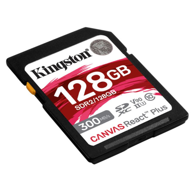Карта пам'яті 128GB SDXC UHS-II Canvas React Plus 280R/100W U3, V90 for Full HD/4K KINGSTON SDR2/128GB
