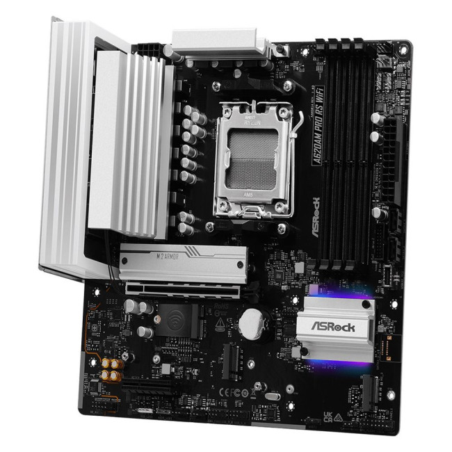 Mатеринська плата sAM5 AMD A620A DP/HDMI 3xM.2 4xDDR5 2.5GbE LAN mATX ASROCK A620AM PRO RS WIFI