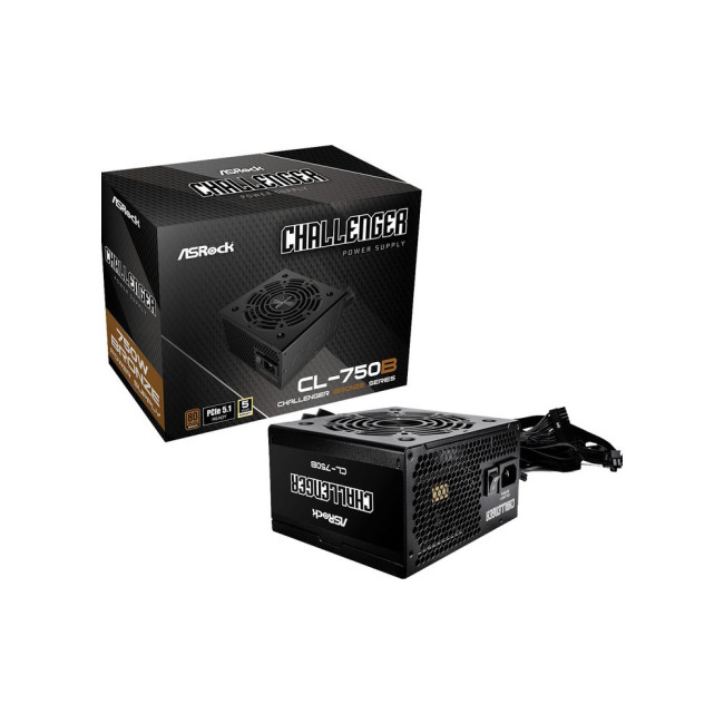 Блок живлення 750W, 80 Pluse BRONZE, PCIe 5.1, 12V-2x6 (450W), Built-in 5V BOOST function, 120mm Fan ASROCK CL-750B