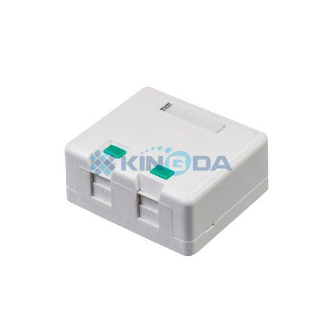 Коробка накладна, два порти, без кейстоунів, біла KINGDA KD-WP06-B