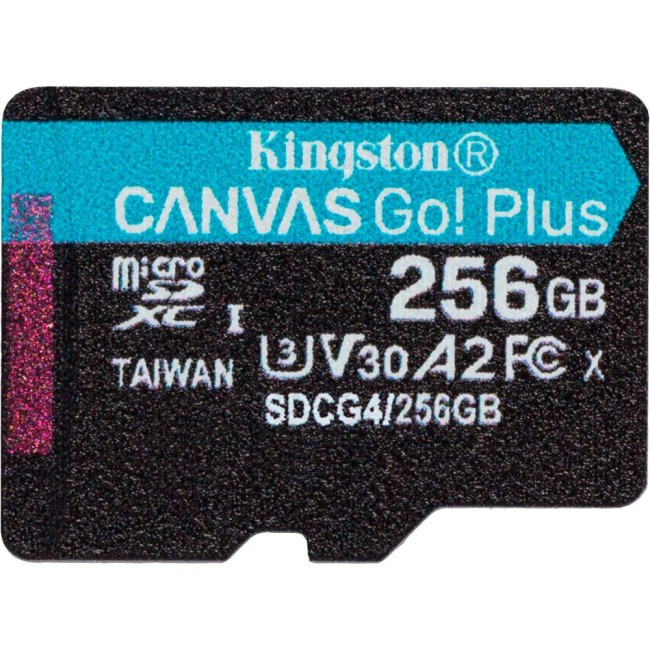 Карта пам'яті 256GB microSDXC Canvas Go Plus Gen4 200MB/s A2 U3 V30 Card + w/o ADP KINGSTON SDCG4/256GBSP