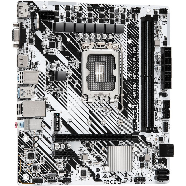 Mатеринська плата s1700 Intel H610 HDMI/DP/VGA 1xM.2 2xDDR5 GbE LAN mATX ASROCK H610M-HDV/M.2+ D5
