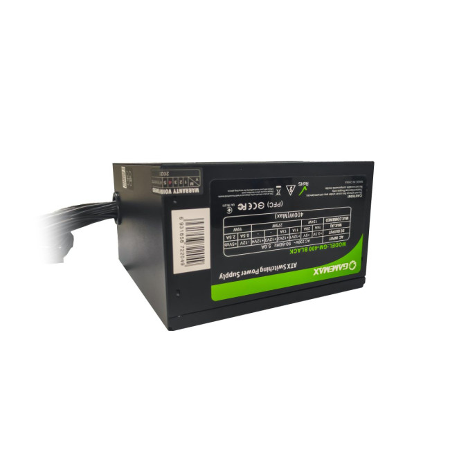 Блок живлення ATX 400W з кабелем живлення, вентилятор 120 мм, чорний GAMEMAX GM-400 Black