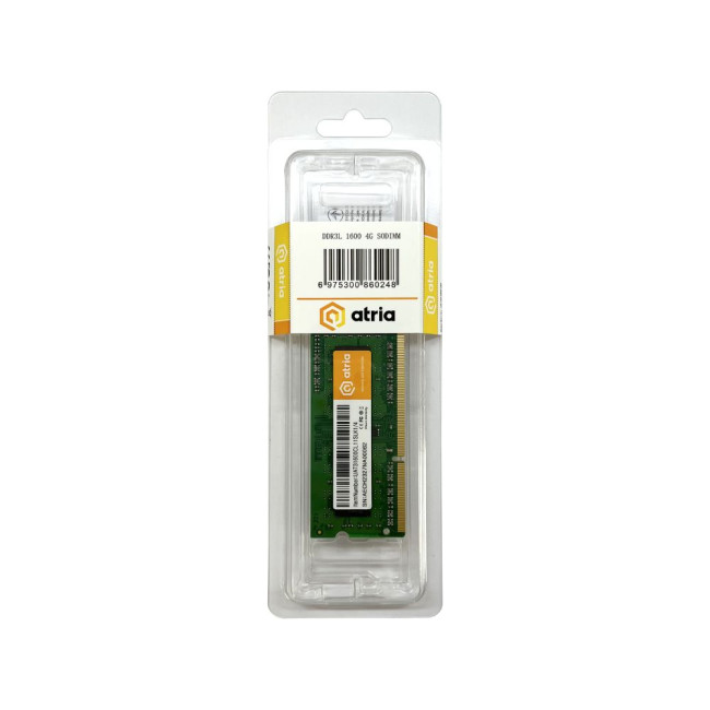 модуль пам'яті 4Gb DDR3 1600MHz sodimm 1.35V ATRIA UAT31600CL11SLK1/4