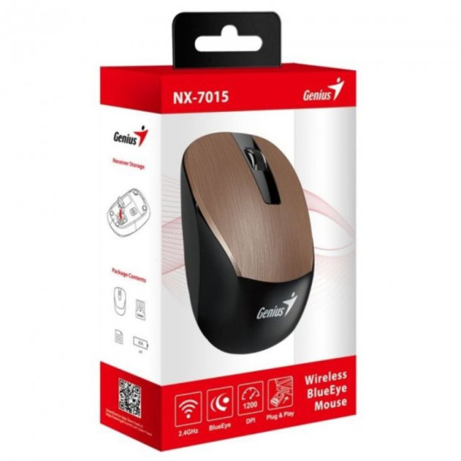 миша бездротова Brown 1600 dpi GENIUS NX-7015 (31030019403)