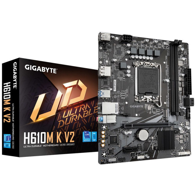 Mатеринська плата s1700 Intel H610 DP/HDMI 2xDDR5 1xM.2 GbE LAN mATX GIGABYTE H610M K V2