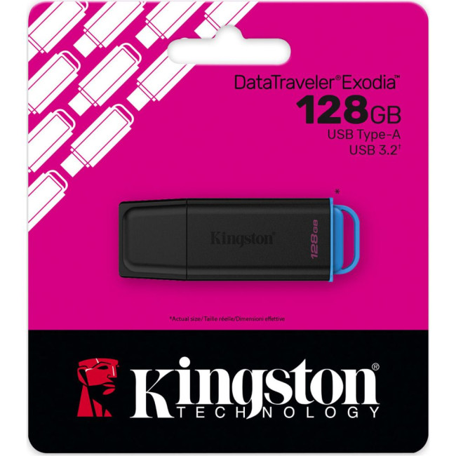 Флеш пам'ять 128GB USB 3.2 Gen 1 DataTraveler Exodia Black/Blue KINGSTON DTXG2/128GB
