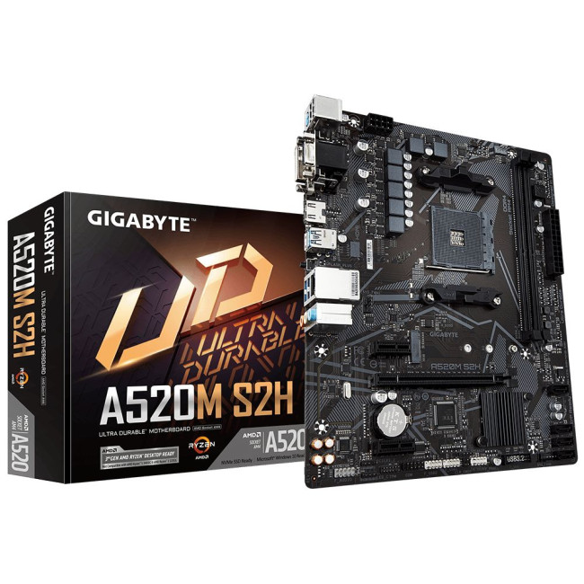 Mатеринська плата sAM4 AMD A520 HDMI/DVI/VGA M.2GbE LAN mATX GIGABYTE A520M S2H
