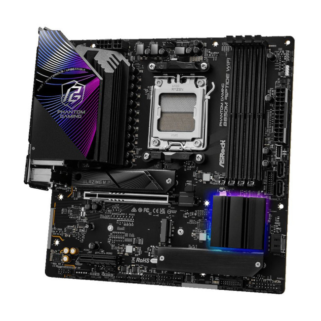Mатеринська плата sAM5 AMD B850 4xDDR5 HDMI/DP 3xM.2 2.5GbE LAN mATX ASROCK B850M RIPTIDE WIFI