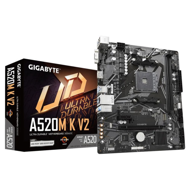 Материнська плата sAM4 AMD A520 HDMI/VGA 1xM.2 GbE Lan mATX GIGABYTE A520M K V2
