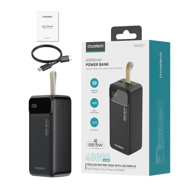 УМБ Choetech PD22.5W Digital Power Bank 40000mAh CHOETECH PD22.5W Digital PB 40000mAh (B731)