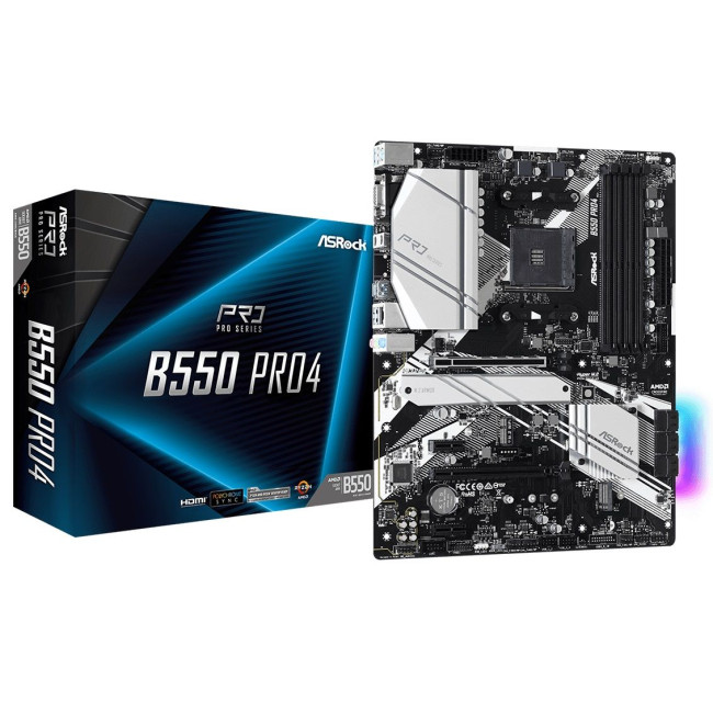 Материнська плата AMD AM4 B550 4DDR4 2PCIex16 2M.2 VGA/HDMI TypeC ASROCK B550 PRO4