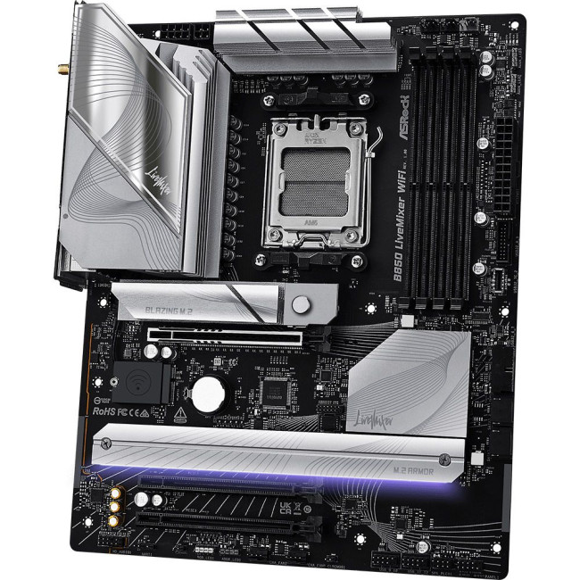 Mатеринська плата sAM5 AMD B850 4xDDR5 HDMI/DP 3xM.2 2.5GbE LAN ATX ASROCK B850 LIVEMIXER WIFI