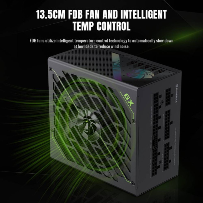 Блок живлення ATX 3.1 & PCIe5.1_ 1250W, 80+ Gold, fan 135mm,fully modular ,Japanese 105°C and solid GAMEMAX GX PRO 1250G