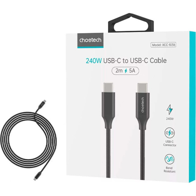 Кабель Choetech USB-C 3.1 240 Вт 2 м CHOETECH USB-C 3.1 240W 2M (XCC-1036)