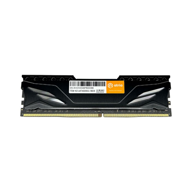 модуль пам'яті 8Gb DDR4 3200MHz  Atria Fly Black ATRIA UAT43200CL18B/8