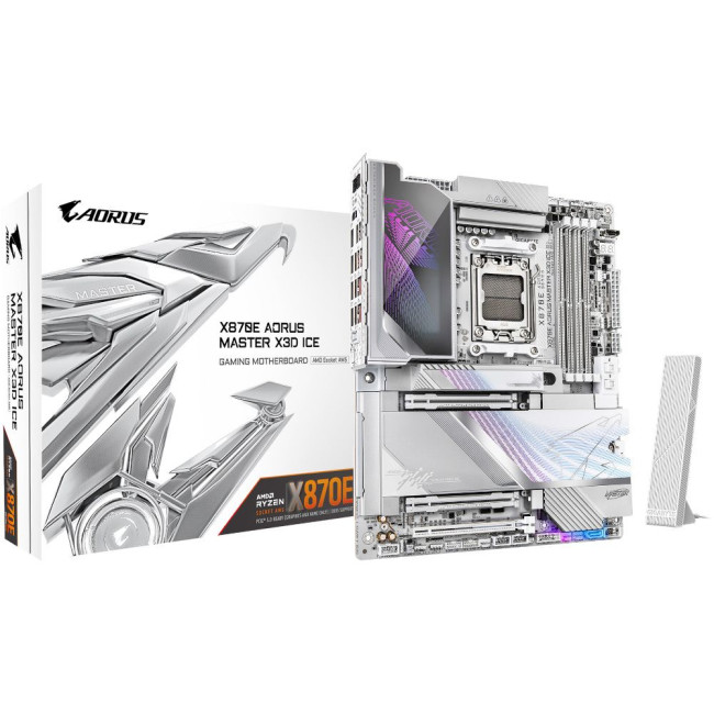 Mатеринська плата sAM5 AMD X870E 2xHDMI/2xUSB4 Type-C 5xM.2 (10&5)GbE LAN ATX GIGABYTE X870E AORUS MASTER X3D ICE