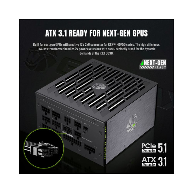 Блок живлення ATX 3.1 & PCIe5.1_ 1000W, 80+ Platinum,135mm,fully modular ,Japanese 105°C and solid c GAMEMAX Lion core 1000P